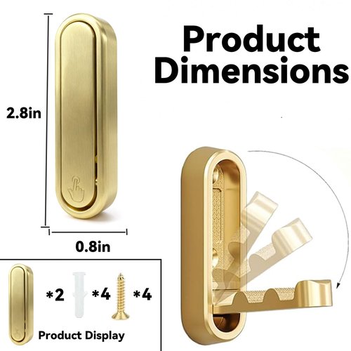 XZWEAHG 2PCS Folding Coat Hooks,Gold Wall Hooks for Hanging – 2 Folding Coat Hooks, Flip Down Heavy Duty Hooks Robe Hook Wall Mounted for Clothes, Towels, Hats & More