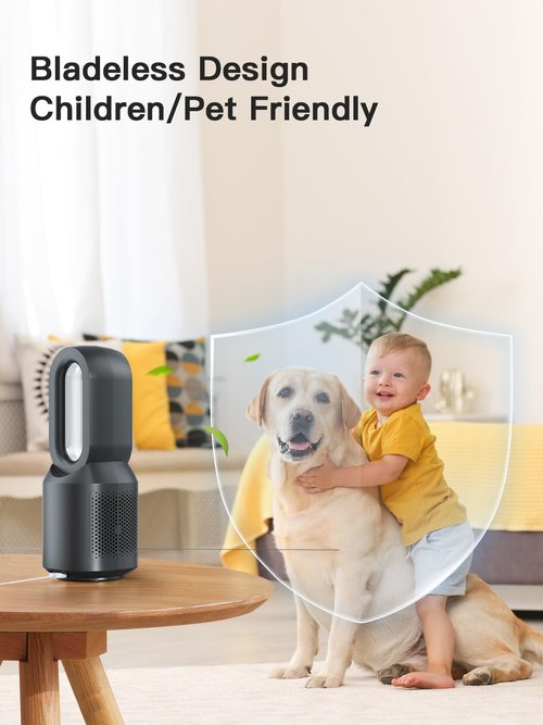 let'me 13 Inch Desk Fan, Bladeless Table Fan, 106° Oscillating Fan Touch Control with 3 Speeds and Night Light, Small Quiet Desk Fan for Personal, Office, Nightstand