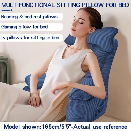 YDCEULARDOH Reading Pillow for Bed Adult – Large Bed Pillow with Arms, Supportive Back Pillow for Sitting Up in Bed for Reading, Watching TV, or Gaming
