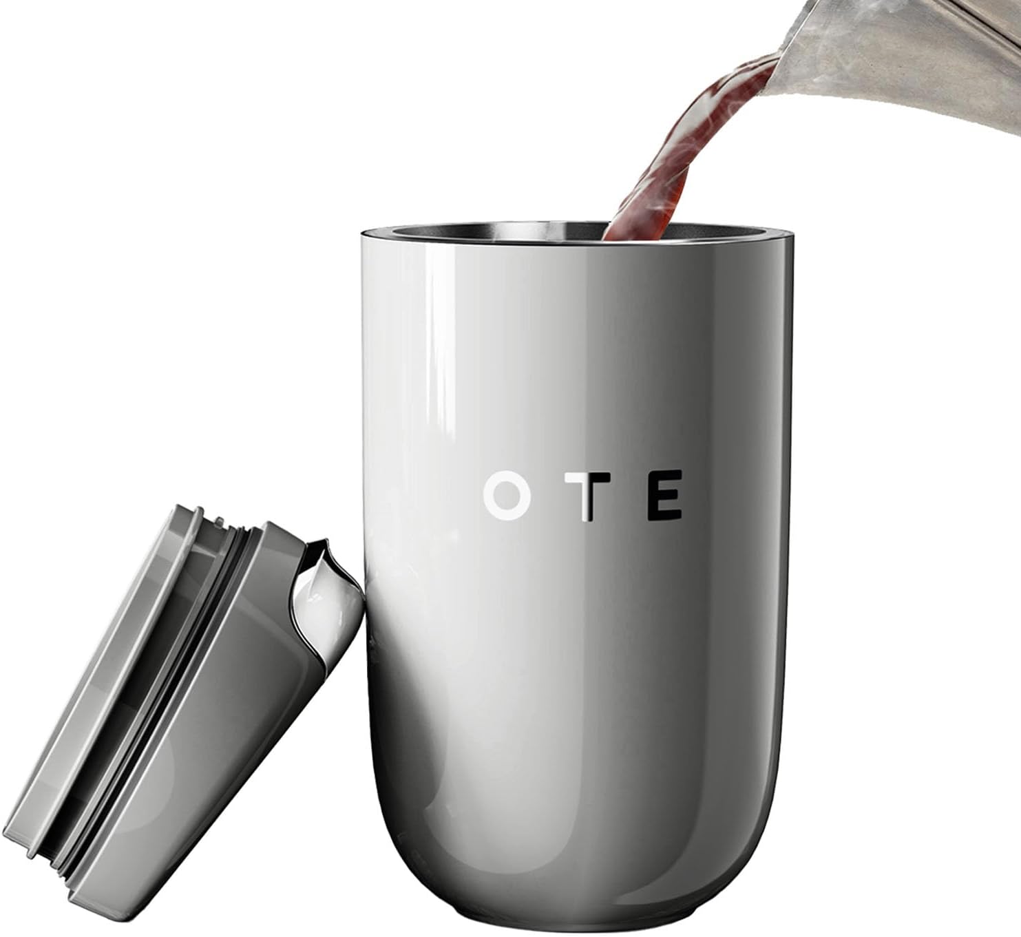 OTE Coffee Cup Travel Mug - 12 OZ Leakproof Insulated Tumbler | Keeps Drinks Hot or Cold, BPA-Free, Gray