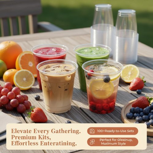 Voatree 110 Pack 20 oz Plastic Cups with Lids and Straws,Sturdy Disposable Iced Coffee Cups with Lids,Clear To Go Cups For Smoothie,Cold Drinks