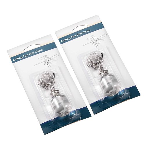 uxcell Clear Glass Cube Pendant 12 inch Brushed Nickel Pull Chain Extension Beaded Pulling Chain for Lighting Fans Pack of 2