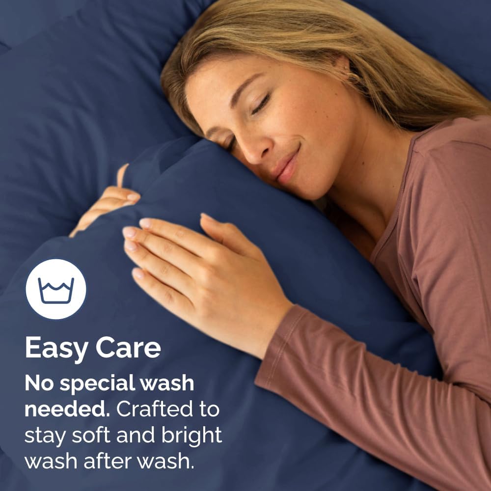 Queen Pillow Cases by [Brand Name] - Ultra Soft Hotel Quality Covers | Wrinkle-Free & Fade Resistant - Navy Blue, Set of 2