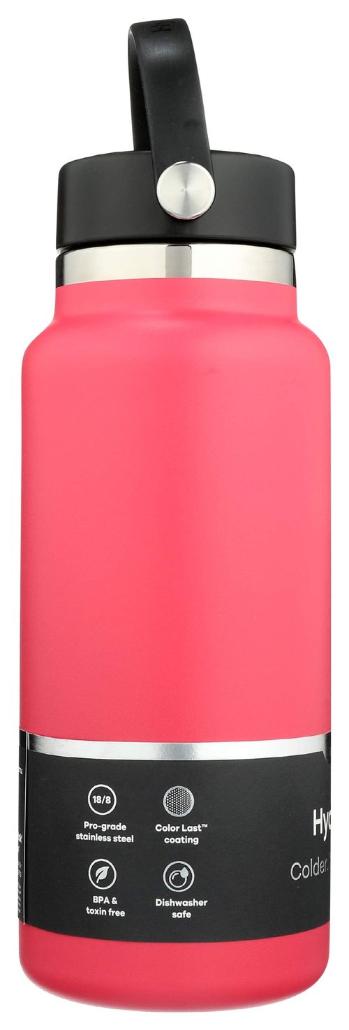 Hydro Flask Water Bottle - Stainless Steel & Vacuum Insulated - Wide Mouth 2.0 with Leak Proof Flex Cap - 32 oz, Watermelon
