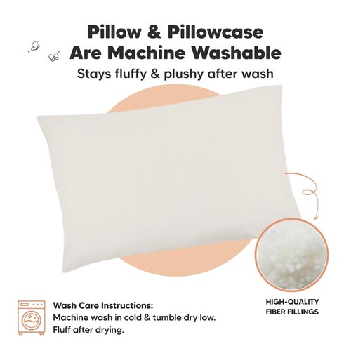 My Little Dreamy Toddler Pillow - Organic Cotton Travel Bed Pillowcase, Soft & Breathable | 13x18 inches, Clay Color