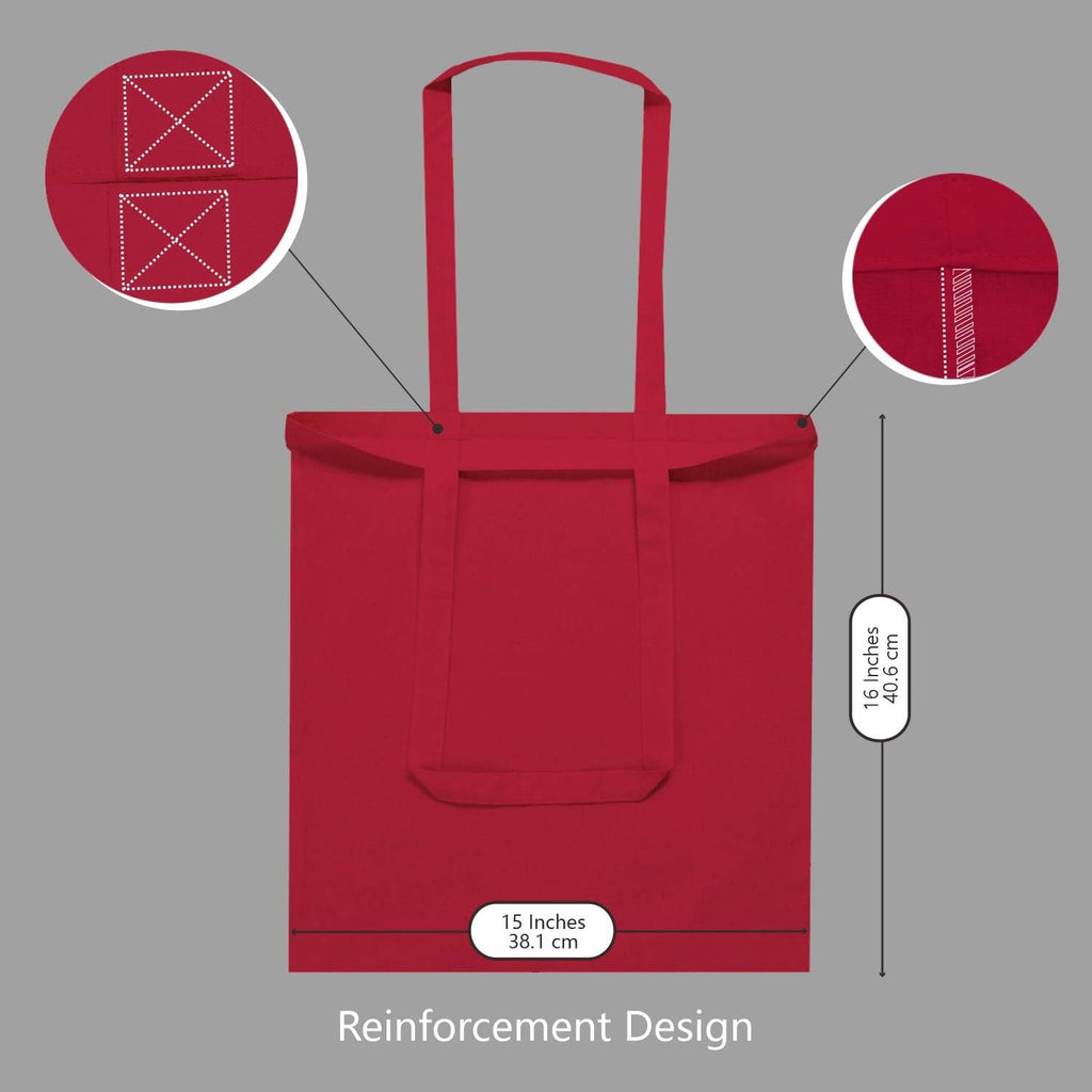 TOPDesign 24-Pack Red Cotton Tote Bags - Lightweight Reusable Grocery Bags for DIY & Promotions