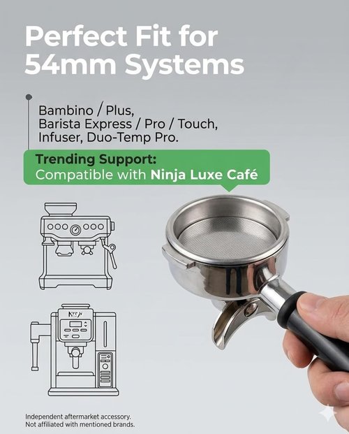 4-Pack 53mm Espresso Puck Screen & Cleaning Blind Disk Set, Compatible with Ninja Luxe Cafe & Breville 54mm Portafilter, 316 Stainless Steel (3x 0.2mm Screen, 1x Blind Disk)