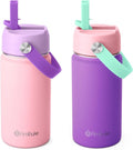 Fimibuke Kids Insulated Water Bottle - 14oz BPA-Free Stainless Steel Travel Tumbler | Leak-Proof Design, 2-Pack Macaron Colors