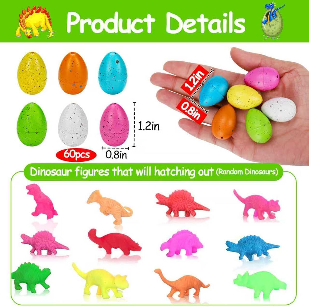 Skiennix 60PCS Small Hatching Dinosaur Eggs - Fun Party Favors & Classroom Prizes | Grow in Water Dino Toys