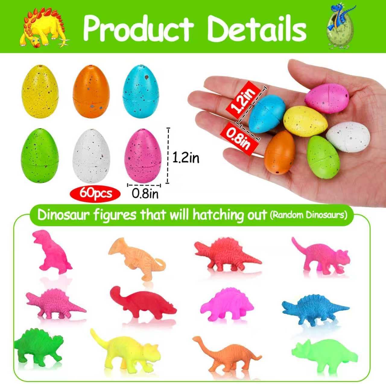 Skiennix 60PCS Small Hatching Dinosaur Eggs - Fun Party Favors & Classroom Prizes | Grow in Water Dino Toys