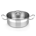BRA COOKWARE Profesional 18/10 Stainless Steel Stock Pot w/Glass Lid | 9.5 Inch 4 Quart Professional Cooking Pot | 5.5mm Thick Base | PFOA Free Deep Pot | All Cooktops | All Cooktops & Oven Safe
