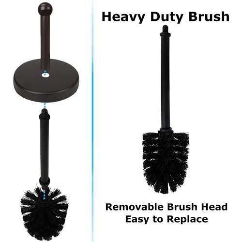 Blue Donuts Toilet Brush and Holder - Cleaning Bowl Cleaner, Stainless Steel, Oil Rubbed Bronze
