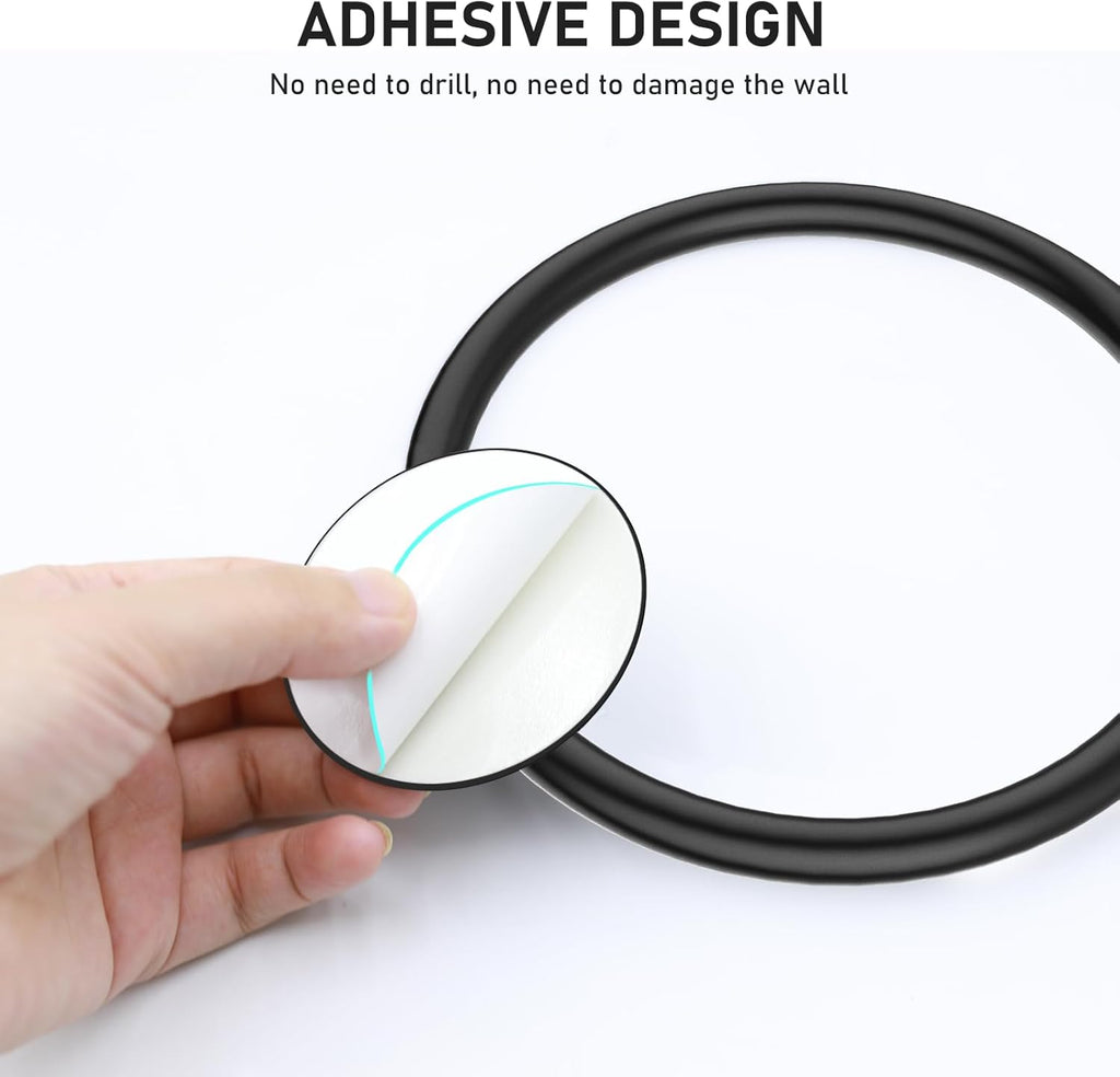 SetSail Adhesive Towel Holder - Matte Black Stainless Steel Hand Towel Ring for Bathroom & Kitchen