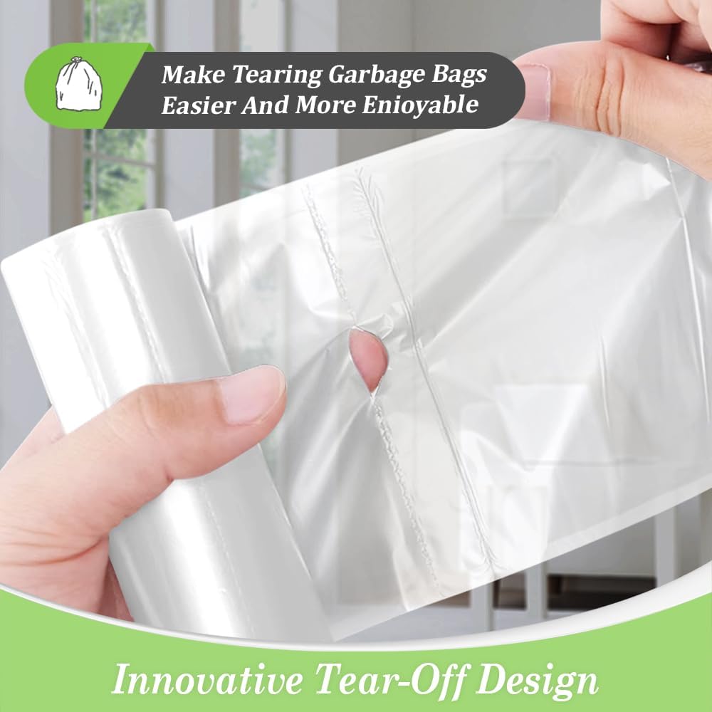 Teivio 13 Gallon Tall Kitchen Trash Bags - 60 Count Clear Garbage Bags for Home & Office