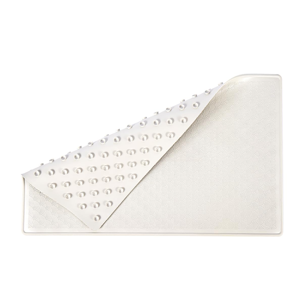 Bathtub Mat Non Slip, Bath Mat for Tub 22.4 x 14 Inches, Shower Mats with Suction Cups, Rubber Shower Stall Mats for Elderly & Kids, Cream White