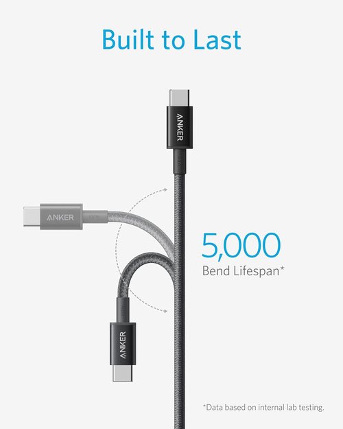 Anker USB C to USB C Cable - 100W Fast Charging Cord, 6 FT (1.8 m) for iPhone 17, MacBook Pro & More - Black