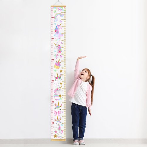 HomeEvolution Kids Growth Chart Height Measuring Chart, Unicorn Canvas Wall Hanging Rulers for Baby Children Girls Bedroom Decor