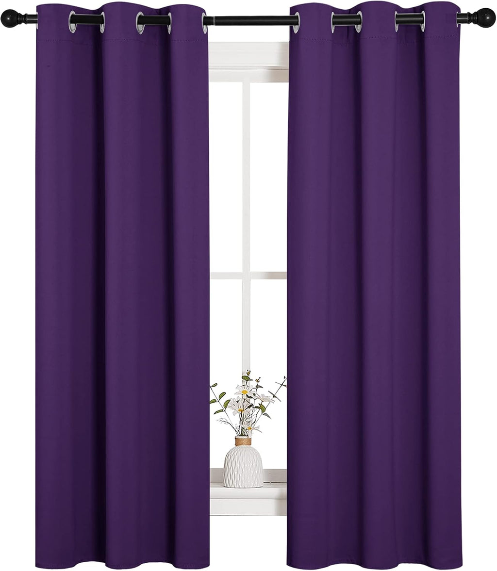 NICETOWN Thermal Curtains - Insulated Blackout Draperies with Triple Weave | Set of 2, 34 x 63 Inch, Royal Purple