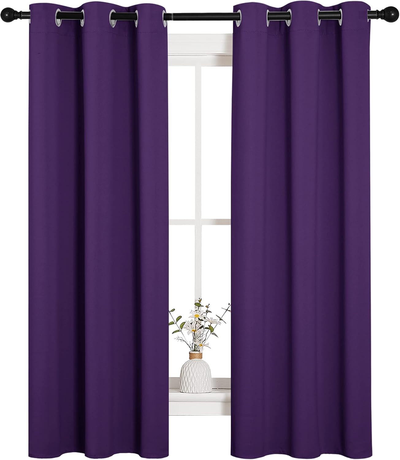 NICETOWN Thermal Curtains - Insulated Blackout Draperies with Triple Weave | Set of 2, 34 x 63 Inch, Royal Purple