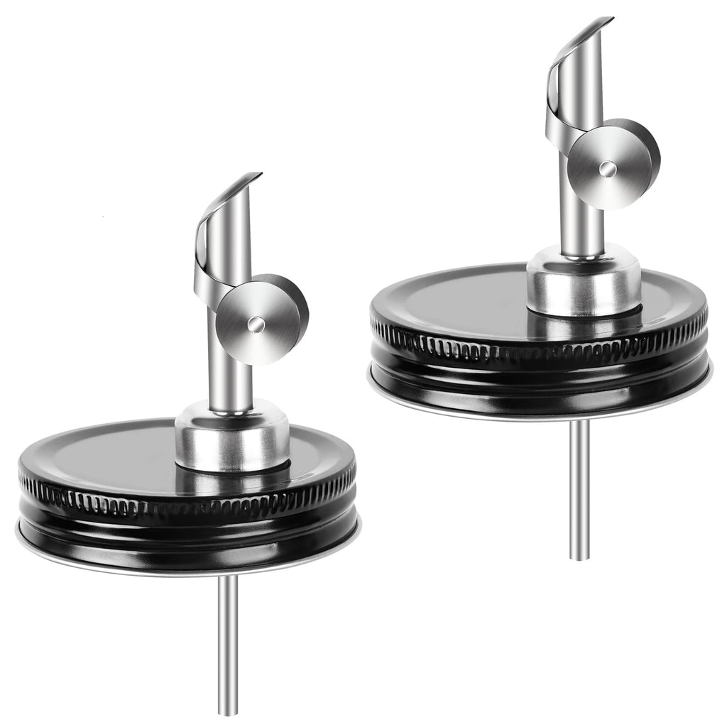 Auto-locking Flip Dispenser Spouts Moonshine Pour Cap,for Regular Mouth 2.75Inch Mason Jar, Free Flow Canning Jar Pouring, for Olive Oil Vodka Moonshine Liquid Salad Dressing,No Jar(Black)
