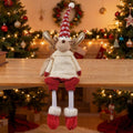 Regine Switzerland Christmas Sitting Reindeer Shelf Sitter Decor - 24 Inch Plush Figurine with Dangling Legs & Weighted Bottom for Holiday Mantel/Tabletop