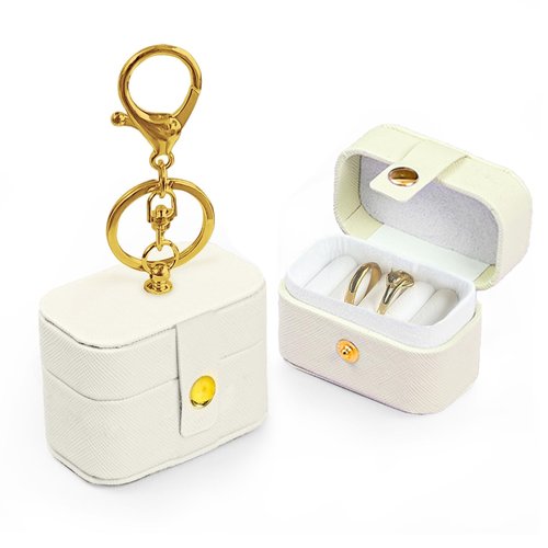 Ring Bearer Pillows for Dog Collar, PU Leather Wedding Ring Pillow Box for Pet, Mini Ring Holder Pouch Box, Earrings Storage Box for Proposal Engagement Wedding Ceremony Party Ivory