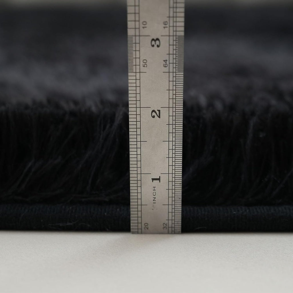 Skiennix 2x3 Fluffy Area Rug - Soft Shag Non-Shedding Indoor Carpet for Kids & Nursery | Black