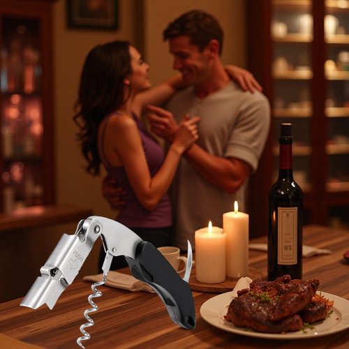 AVERZELLA Wine Key - Heavy Duty Waiter Corkscrew, Premium 420 Stainless Steel Compact Wine Opener with Double Hinged, Foil Cutter and Bottle Opener, Gifts for Servers, Sommelier, Bartenders - Black