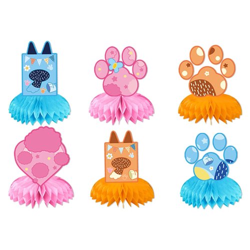 BOBORAT Blue Dog Birthday Decoration Set, Cartoon Animal Happy Birthday Banner, Party Supplies with Banner, Hanging Swirl, Honeycomb