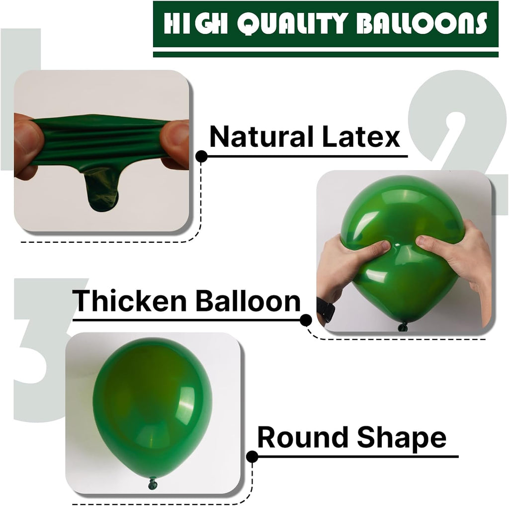 PartyWoo Dark Green Balloons - 50pcs 12 Inch Emerald Forest Green for Wedding & Birthday Decor