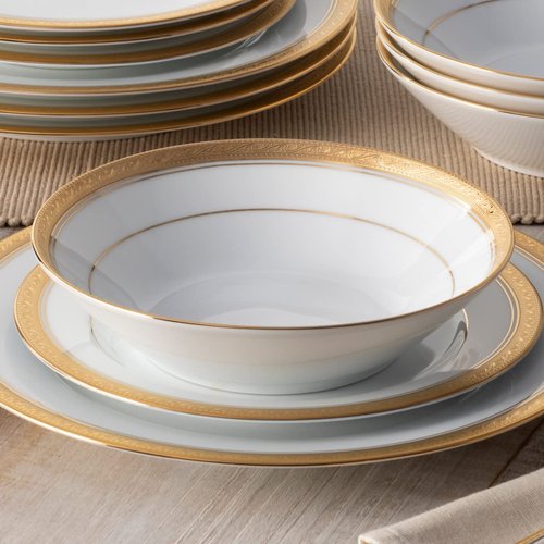 Noritake Crestwood Gold Set of 4 Soup Bowls, 7.5", 12 oz.