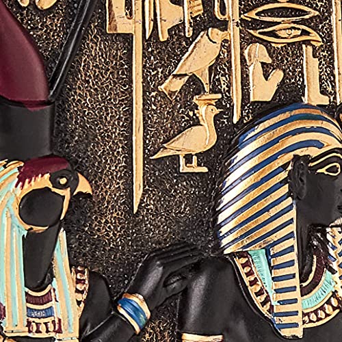Design Toscano Rameses I Between Horus and Anubis Wall Frieze in Faux Ebony and Gold, 11 Inch