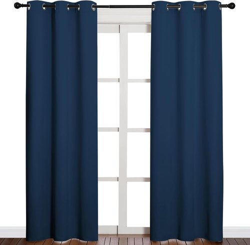 NICETOWN Blackout Curtains - Thermal Insulated Grommet Drapes for Office & Theater | Moroccan Blue, 84 Inches