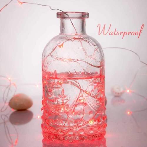 Ariceleo LED Fairy Lights - Battery Operated Copper Wire String Lights | 5m/16ft Red for Bedroom & Events