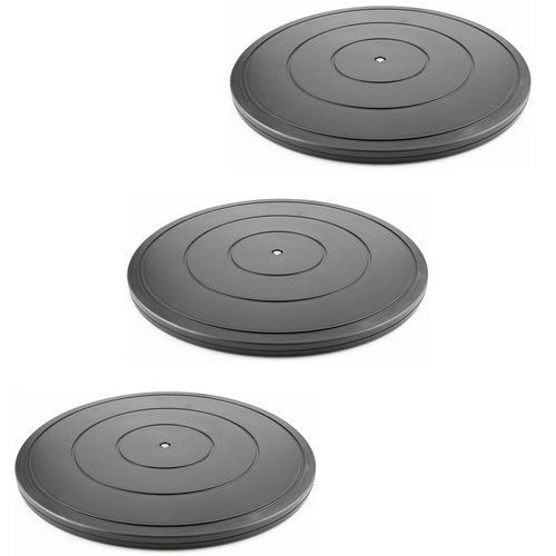 VOLCANOES CLUB 16 Inch Lazy Susan Turntable - Heavy Duty Rotating Swivel Steel Ball Bearings - Flat Base Stand for TV/Computer/Monitor/Arts/Crafts/Bonsai/Statue/Cabinet Organizer (3 Pack/Black)