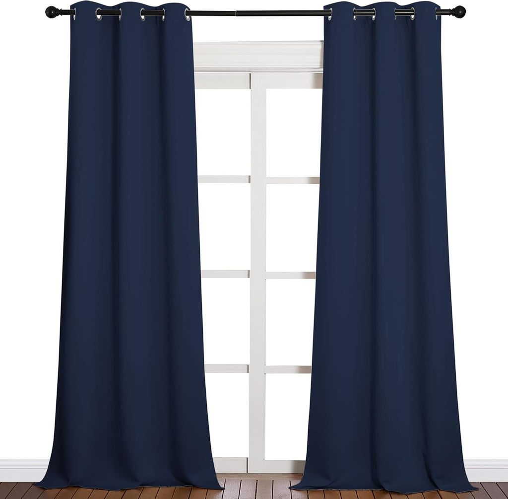 NICETOWN Window Drapes - Long Grommet Top Curtains for Living Room | Navy, 42" Wide x 90" Long, 2 Pieces