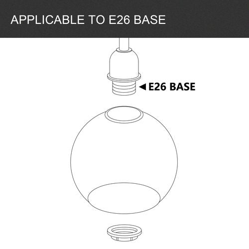 3 Pack Fixture Replacement Globe Shade, 6 Inch Diameter, E26 Base 1-5/8 Inch Fitter, Glass Globe Lampshade Cover for Pendant Wall Sconce Chandelier Vanity Light (3 Pack 6 Inch White Frosted Glass)