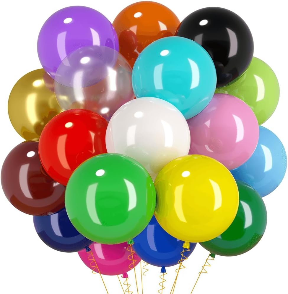 Rainbow Balloons by [Brand Name] - 100 Pcs Assorted 18-Inch Latex Balloons for Parties & Celebrations
