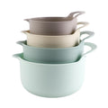 COOK WITH COLOR Nesting Plastic Mixing Bowl Set with Pour Spouts and Handles, Ombre Mint, 4 Piece Non-Slip
