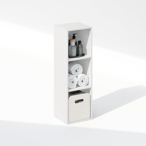 Furinno Reed 3-Tier Closet Organizers and Storage, Closet Organizer, Open Shelf Closet Storage, for Wardrobe, Bedroom, Living Room, 10-Inch Width, White