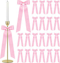 Skiennix 24-Piece Large Pink Candlestick Decoration Bows - Self-Adhesive Gift Wrapping Bows | 13 Inches for Weddings & Parties