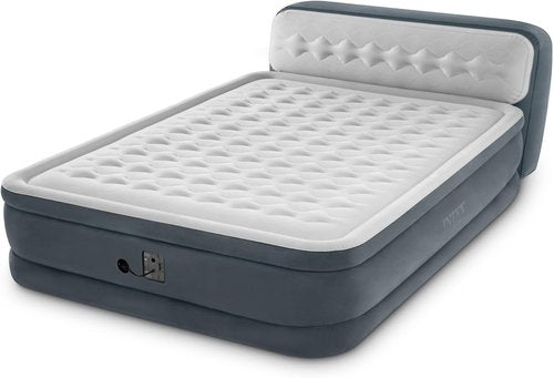 Intex Dura-Beam Deluxe Queen Air Mattress - 18-Inch Height with Built-in Electric Pump & Plush Headboard