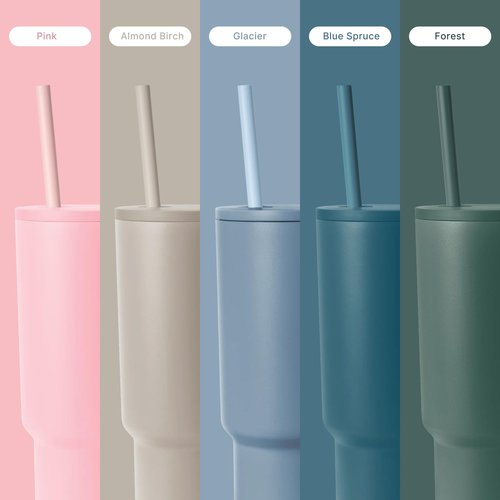 Lpaacat Silicone Straws for 40oz Stanley Cup,5 Pack Reusable Long Rubber Drinking Straw with Cleaning Brush for 20/30/50/64 oz Tumbler