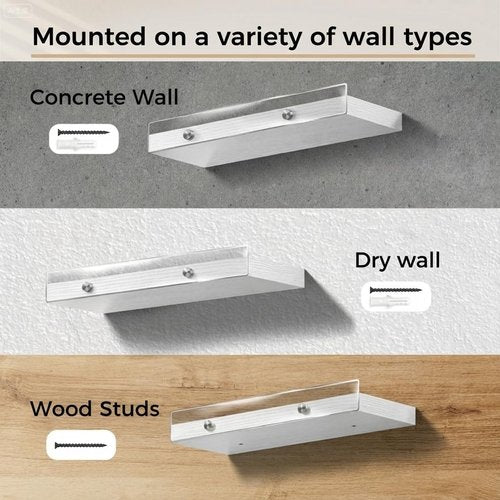 3 Pack Wooden Floating Shelves for Wall with Acrylic Front Lip, 15.7 IN Wall Mounted Rustic Style Shelves for Bathroom, Bedroom, Living Room, Kitchen, Hanging Shelves, White