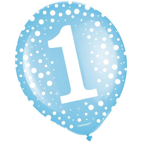 Blue Paradise "1" Printed Latex Balloons - 12" (100 Pc) - Perfect for Birthdays, Parties, Events & Celebrations