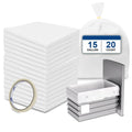 20 Count Trash Compactor Bags,Fits 15 Inch Rectangular Drawer Compactors, White Heavy Duty Compressed For Home Office Kitchen Bathroom Bedroom Pets Livingroom, 15 Gallon Capacity