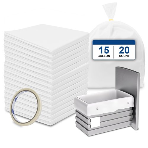 20 Count Trash Compactor Bags,Fits 15 Inch Rectangular Drawer Compactors, White Heavy Duty Compressed For Home Office Kitchen Bathroom Bedroom Pets Livingroom, 15 Gallon Capacity