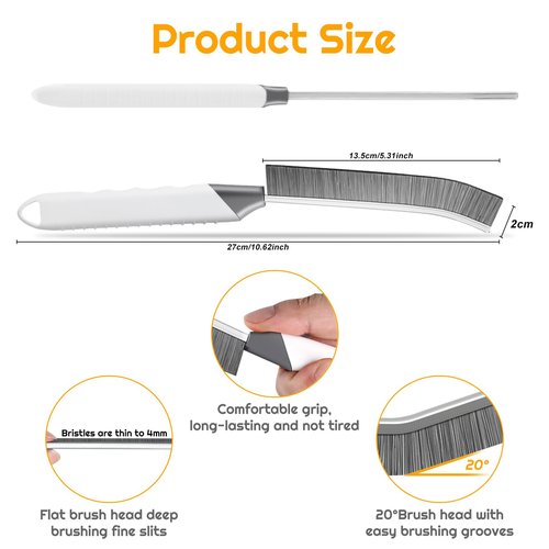 SUOXU Household Thin Cleaning Brushes,2pcs Hard Bristle Grout Scrub Brush Tool for Cleaning Tight Spaces in Home Kitchen Bathroom