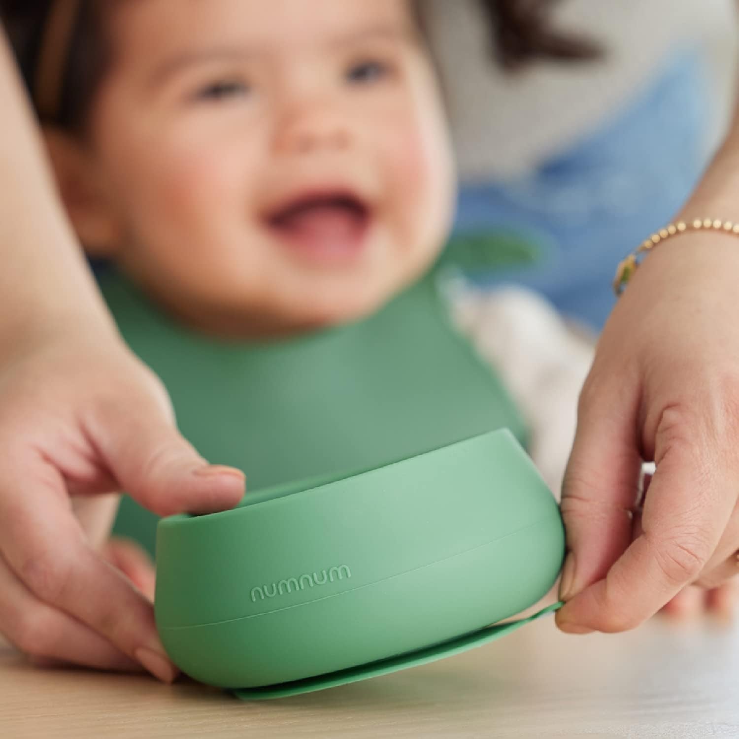 NumNum Suction Bowls - Extra Strong Non-Slip Silicone, BPA-Free, 2-Pack for Baby-Led Weaning | Blue/Green