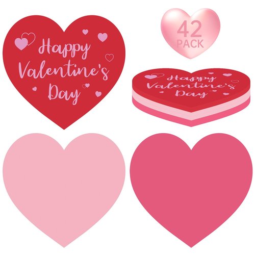 42 Pack Happy Valentines Napkins - Valentine Day Heart Napkin, Red Pink Heart Shape Disposable Luncheon Dinner Paper Napkins Set for Valentines Day Party Supplies Favors Table Decorations, 3 Styles